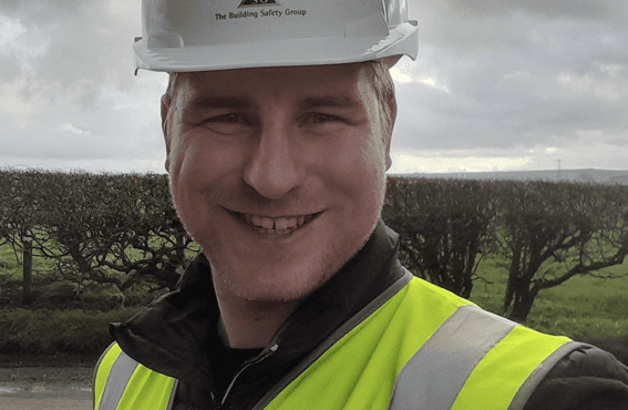 Scott Lynch with a hard hat on